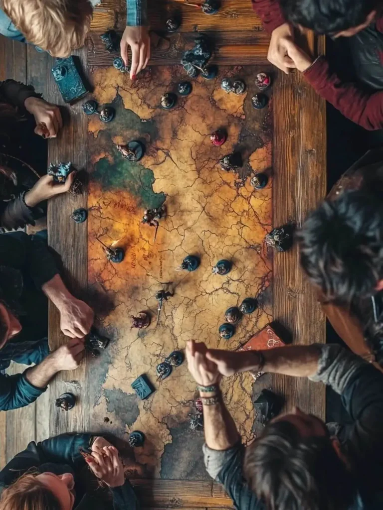 Jeu de société sur une table en bois, ambiance conviviale au café Je(u) Rêve à Brest avec des jeux de société et de role dans un lieu dédié à l'imaginiare avec un café